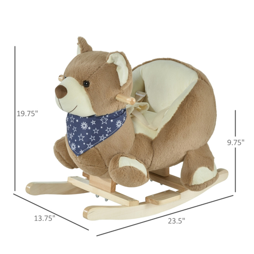 Enchanting Bear Rocking Horse with Lullaby - Safe & Sturdy Fun for Toddlers