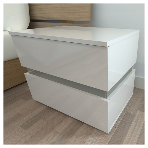 Chic RGB LED Double-Sided White Bedside Table – Stylish Storage Solution!