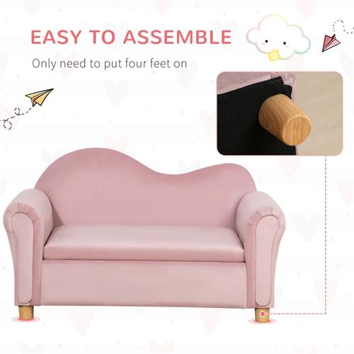 Cozy Pink Kids Sofa with Storage - Soft Velvet Comfort for Little Ones!