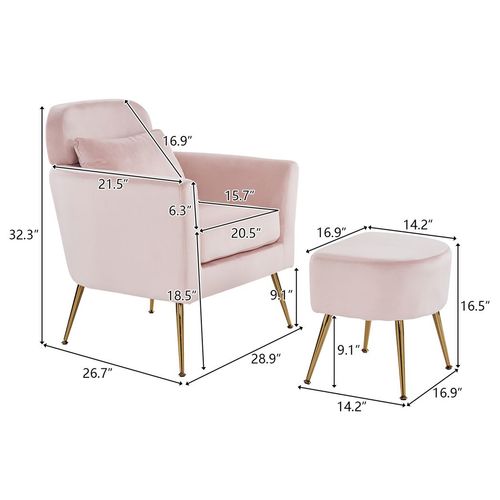 Chic Pink Flannelette Chair with Golden Feet - Perfect for Stylish Spaces!