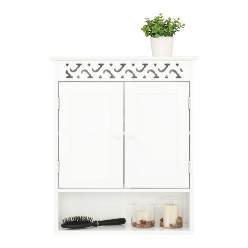 Elegant Carved Double Door Wall Cabinet - Modern MDF Storage Solution