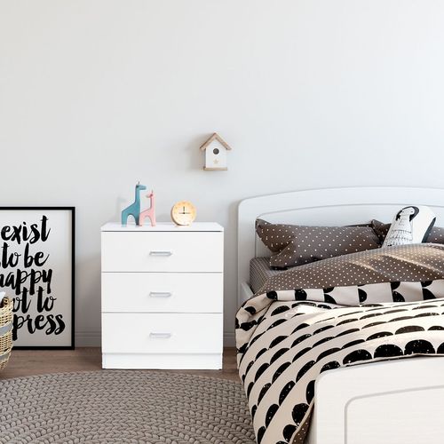 Elegant White 3-Drawer Dresser – Perfect for Bedroom & Living Room Storage