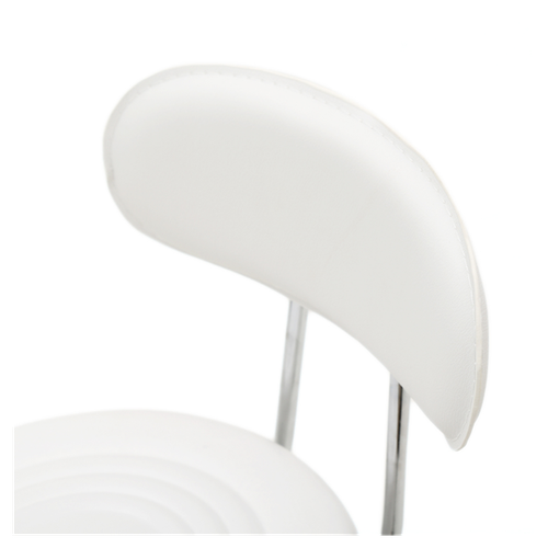 Adjustable Round Salon Stool with Backrest - Modern White Comfort