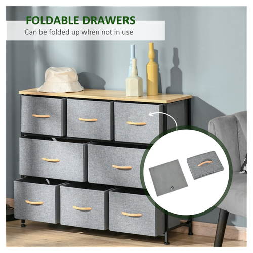 Versatile Light Grey Storage Cabinet with 8 Fabric Drawers for Home Organization