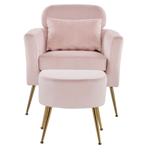 Chic Pink Flannelette Chair with Golden Feet - Perfect for Stylish Spaces!