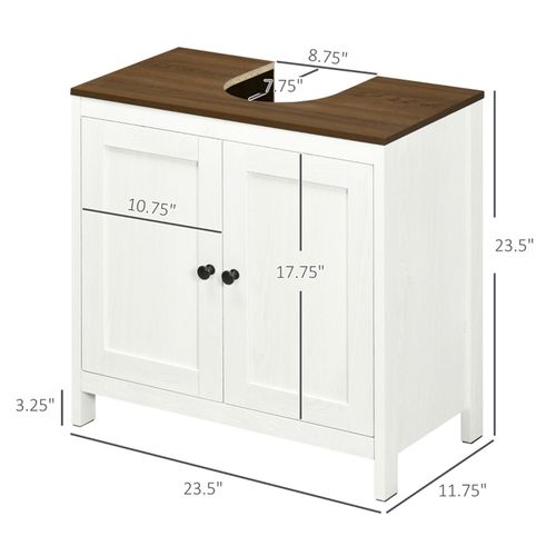 Elegant Antique White Under-Sink Storage Cabinet with Double Doors