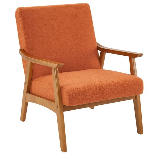 Burnt Orange Velvet Lounge Chair with Solid Wood Frame - Stylish Comfort