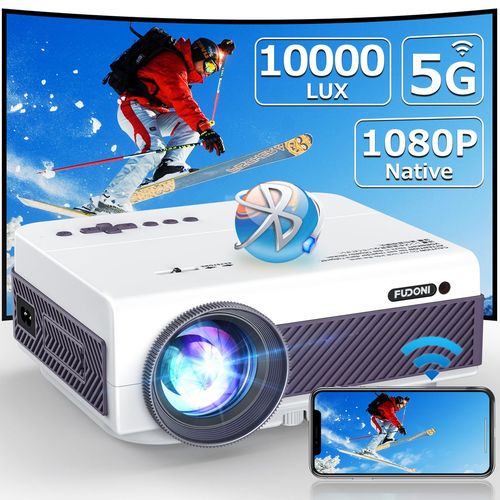 FUDONI 1080P Outdoor Projector: WiFi, Bluetooth, 300