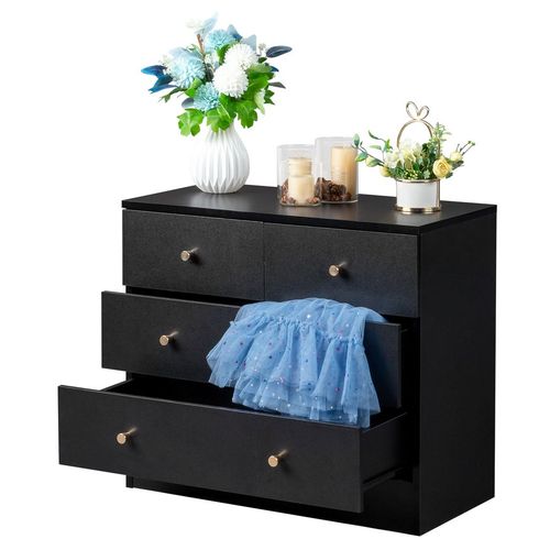 Chic Black 4-Drawer Dresser - Elegant Storage Solution for Any Room