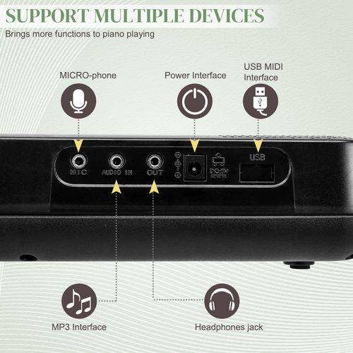 Glarry GEP-109 61-Key LED Keyboard Bundle: Stand, Bench, Headphones & More!