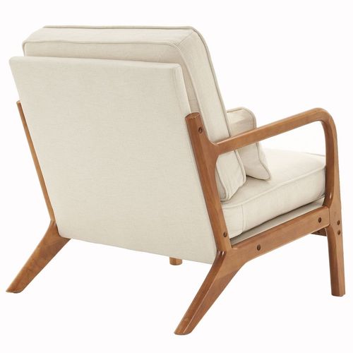 Chic Off-White Oak Armrest Lounge Chair - Mid-Century Modern Comfort