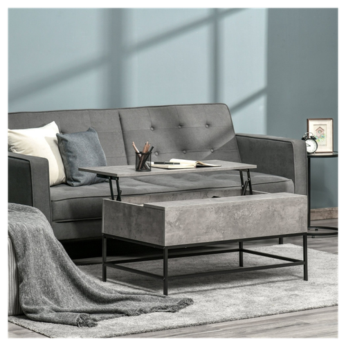 Versatile Grey Lift-Top Coffee Table with Hidden Storage & Adjustable Height