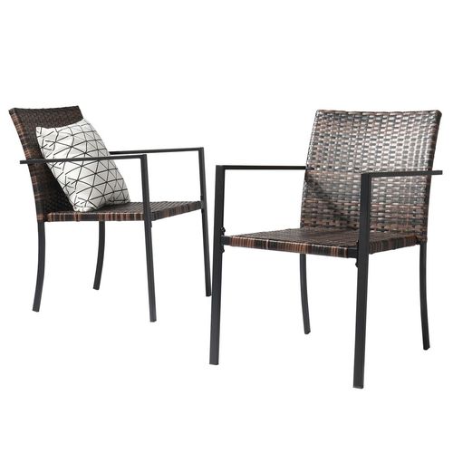 Stylish Set of 2 Stackable Weather-Resistant Wicker Patio Dining Chairs