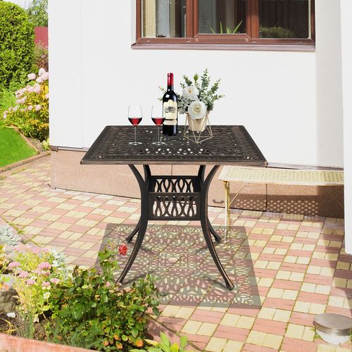 Elegant Cast Aluminum Round Table for Courtyards - Bronze Finish, Durable Design