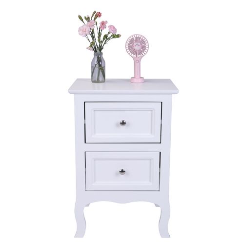 Charming White Country Style Two-Tier Night Table - Spacious & Stylish