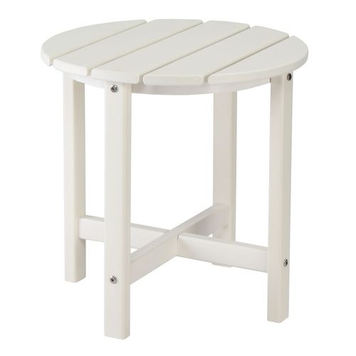 Elegant White HDPE Round Side Table - Versatile 46cm Decor Piece