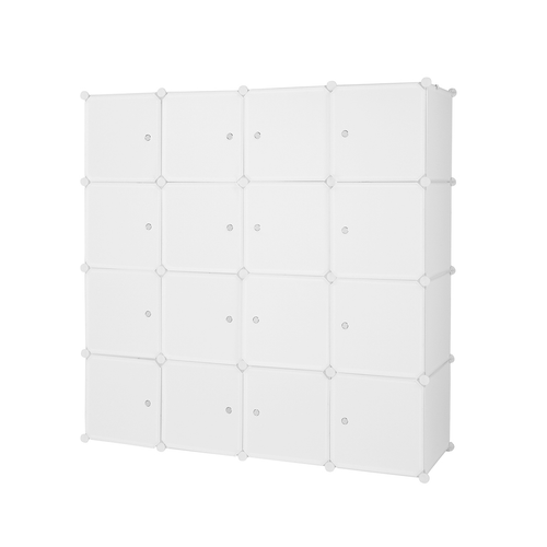 Versatile 16 Cube Organizer - Stackable Storage Solution with Clothes Rails