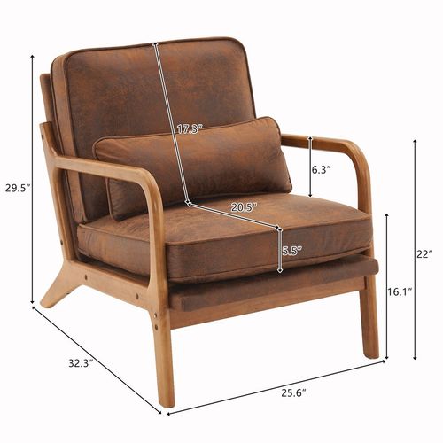 Modern Oak Armrest Lounge Chair - Vibrant Orange Upholstery for Chic Spaces