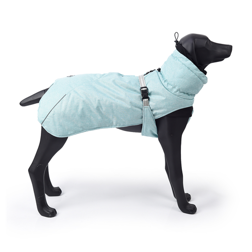 Warm Waterproof Dog Winter Jacket with Reflective Trim - Size L, Blue