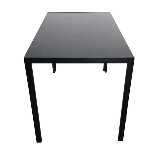 Stylish Black Tempered Glass & Iron Dining Table for Four - Easy Assembly