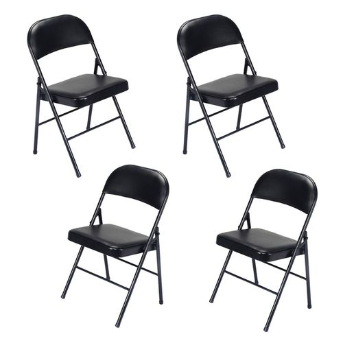 4-Pack Stylish Foldable Black Chairs - Durable & Space-Saving Design!