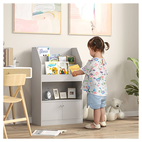 Gray Kids Storage Cabinet: Stylish & Safe Organization for Toys & Books