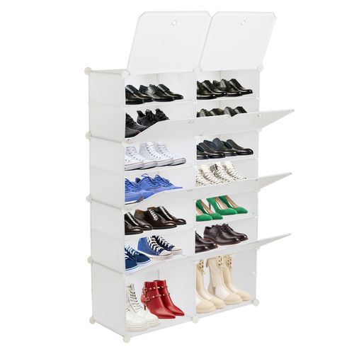 Versatile 7-Tier 28 Pair Shoe Rack & Storage Cube Organizer for Home & Office