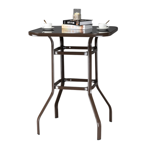 Elegant Wrought Iron & Glass High Bar Table for Patio and Dining Spaces