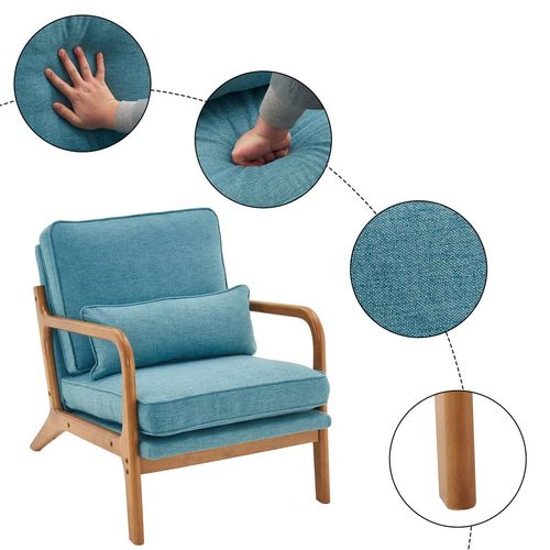 Teal Teak Armrest Lounge Chair - Mid-Century Modern Comfort for Any Space