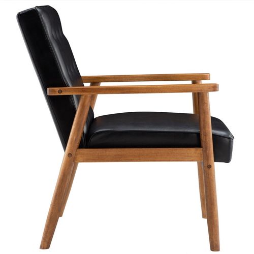 Chic Retro Modern Black PU Single Chair - Stylish & Compact Comfort