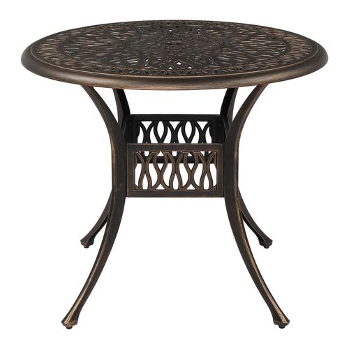 Elegant 90cm Round Courtyard Cast Aluminum Table in Timeless Bronze Finish