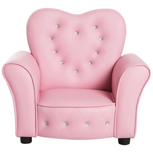 Qaba Princess Sofa for Kids - Elegant Pink Tufted Chair with Diamond Details