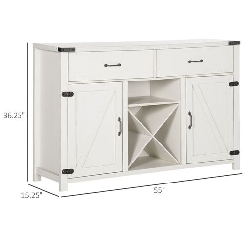 Chic White Kitchen Coffee Bar Cabinet with Storage & Wine Rack