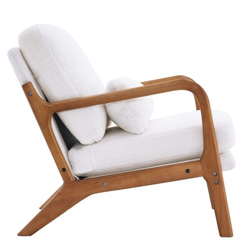 Stylish Oak Armrest Teddy Velvet Lounge Chair – Comfort Meets Modern Elegance