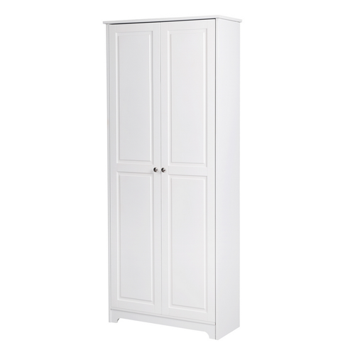 Stylish White Double Door 5-Tier Wooden Wardrobe - Elegant Storage Solution