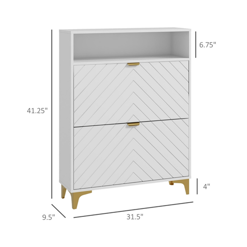 Stylish Shoe Storage Cabinet with Tilt-Out Drawers & Ventilated Design