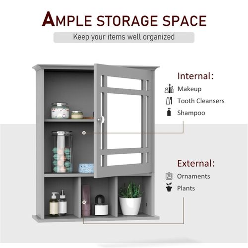 Sleek Wall-Mounted Bathroom Cabinet with Mirror & Storage Shelves