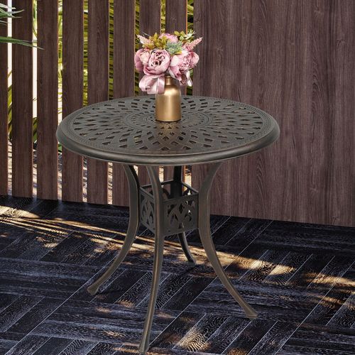 Elegant Bronze Cast Aluminum Circular Dining Table - Perfect for Indoor/Outdoor