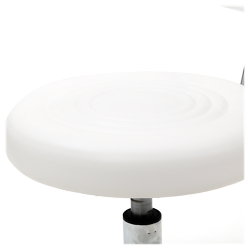 Adjustable Round Salon Stool with Backrest - Modern White Comfort