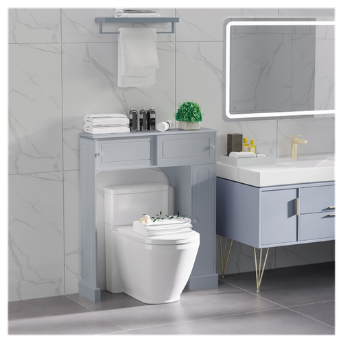 Stylish Gray Over-The-Toilet Bathroom Storage Cabinet - Maximize Your Space!