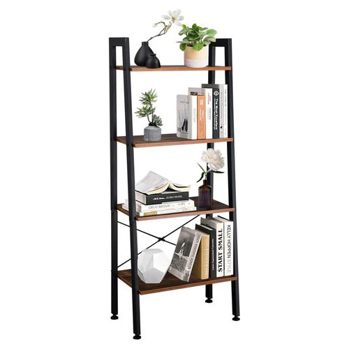 Elegant 4-Tier Industrial Ladder Shelf - Vintage Storage for Home & Office