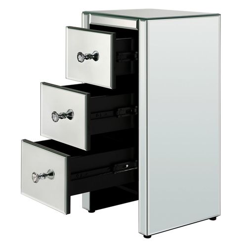 Stunning Mirrored Glass Bedside Table with 3 Drawers - Elegant & Chic!