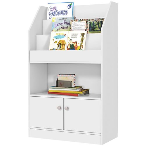 Charming White Kids Storage Cabinet - Perfect for Toys & Books!