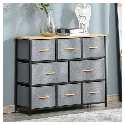 Versatile Light Grey Storage Cabinet with 8 Fabric Drawers for Home Organization