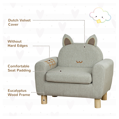 Cozy Kitty Kids Sofa Chair - Ergonomic & Washable for Ages 3-5