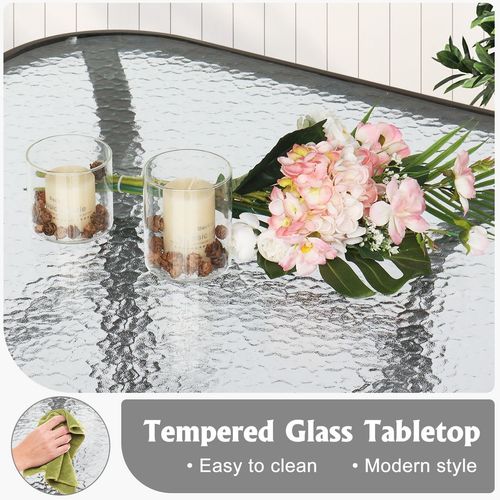 Elegant 31-Inch Square Patio Bar Table with Glass Top & Umbrella Hole