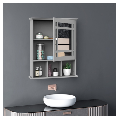 Sleek Wall-Mounted Bathroom Cabinet with Mirror & Storage Shelves