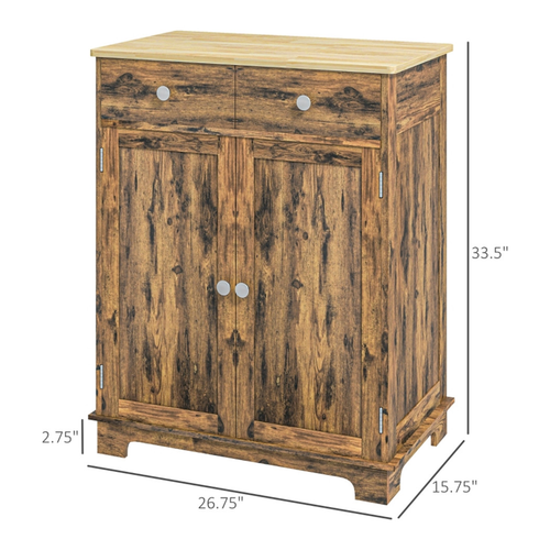 Elegant Rubberwood Kitchen Storage Cabinet with Adjustable Shelves