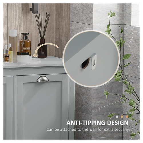 Stylish Tilt-Out Laundry Sorter Cabinet - Smart Bathroom Storage Solution!