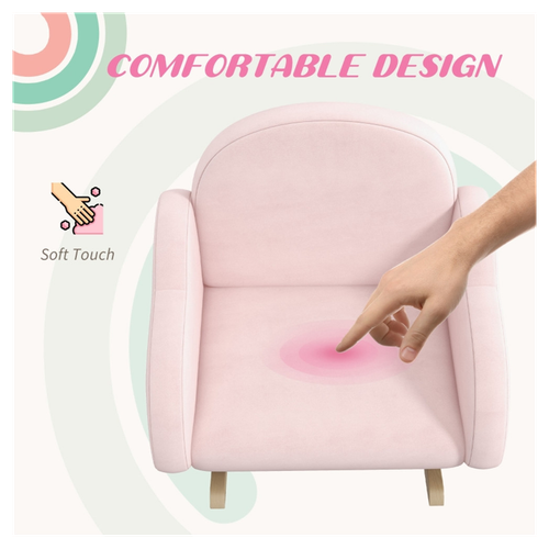 Whimsical Pink Kids Rocker Armchair - Cozy Velvet Fun for Little Ones!